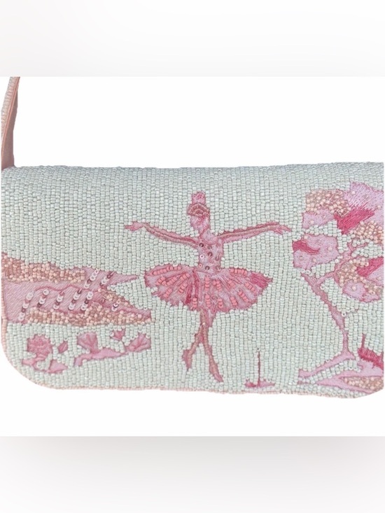 Viral Ballerina Pink White Swan Floral Beaded Bag